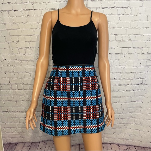 Zara Colorful Mini Skirt w/Zipper tribal print boho size large - Picture 1 of 11